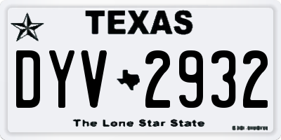 TX license plate DYV2932