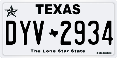 TX license plate DYV2934