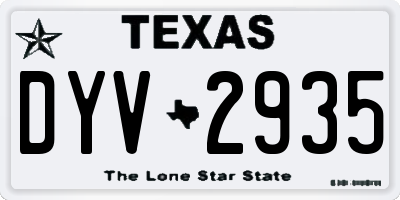 TX license plate DYV2935