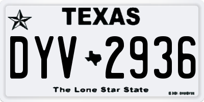 TX license plate DYV2936