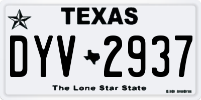 TX license plate DYV2937