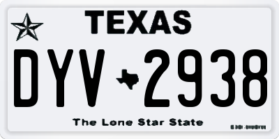 TX license plate DYV2938