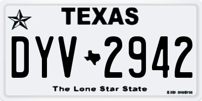 TX license plate DYV2942