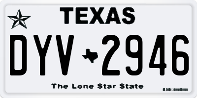 TX license plate DYV2946