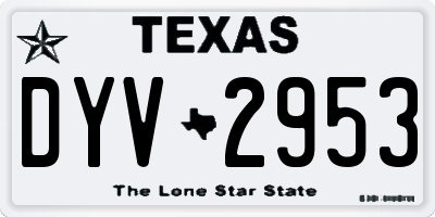 TX license plate DYV2953