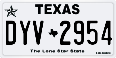 TX license plate DYV2954