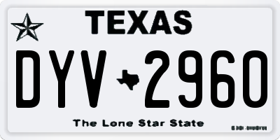 TX license plate DYV2960