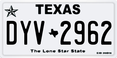 TX license plate DYV2962