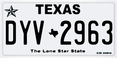 TX license plate DYV2963