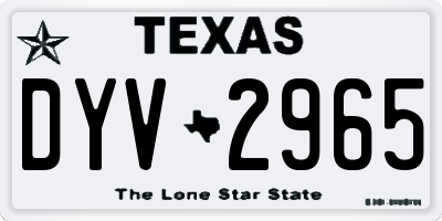 TX license plate DYV2965