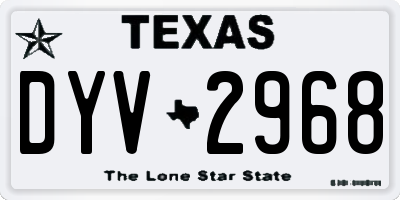 TX license plate DYV2968