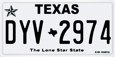 TX license plate DYV2974