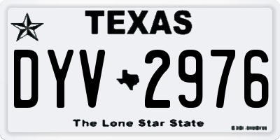 TX license plate DYV2976