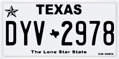 TX license plate DYV2978