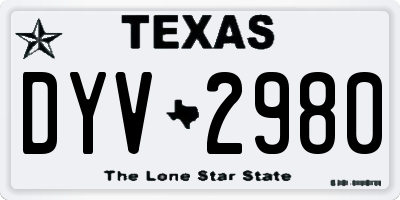 TX license plate DYV2980