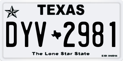TX license plate DYV2981