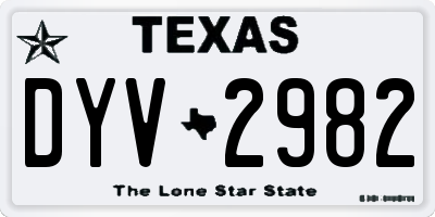 TX license plate DYV2982