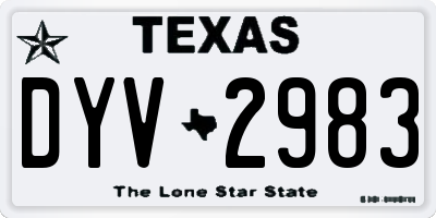 TX license plate DYV2983