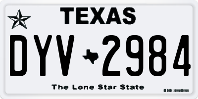 TX license plate DYV2984