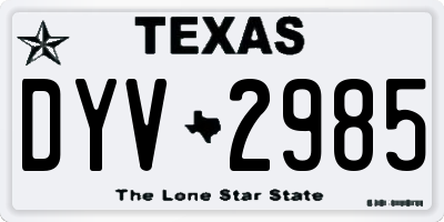 TX license plate DYV2985