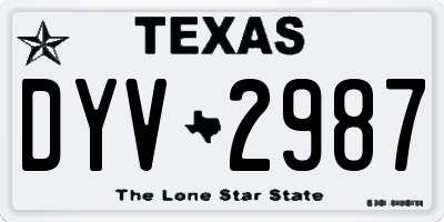TX license plate DYV2987