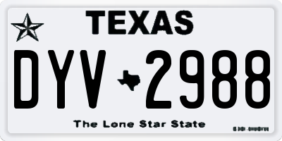 TX license plate DYV2988