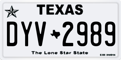 TX license plate DYV2989