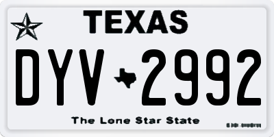 TX license plate DYV2992