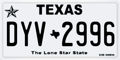 TX license plate DYV2996