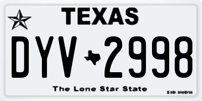 TX license plate DYV2998