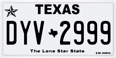 TX license plate DYV2999