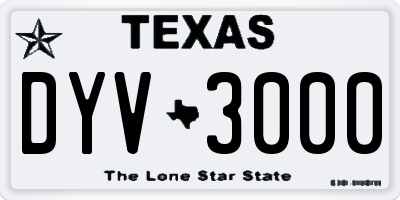 TX license plate DYV3000