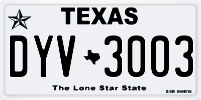 TX license plate DYV3003