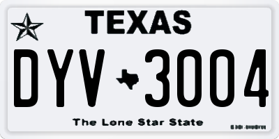 TX license plate DYV3004