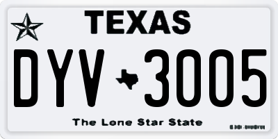 TX license plate DYV3005