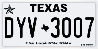 TX license plate DYV3007