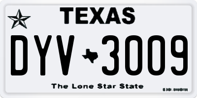 TX license plate DYV3009
