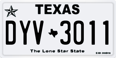 TX license plate DYV3011