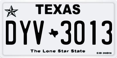 TX license plate DYV3013