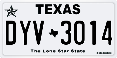 TX license plate DYV3014