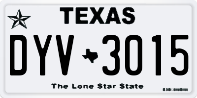 TX license plate DYV3015