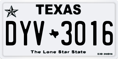 TX license plate DYV3016