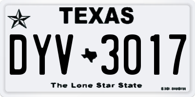TX license plate DYV3017