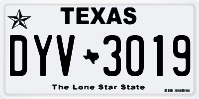 TX license plate DYV3019