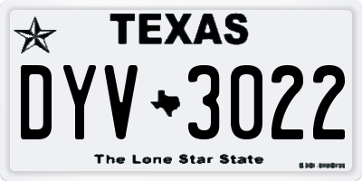 TX license plate DYV3022