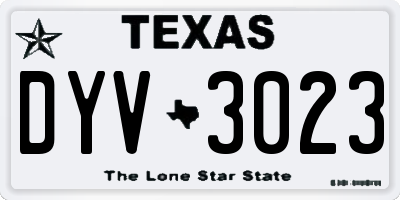 TX license plate DYV3023