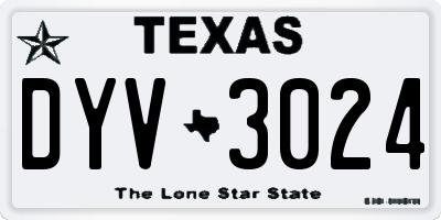 TX license plate DYV3024