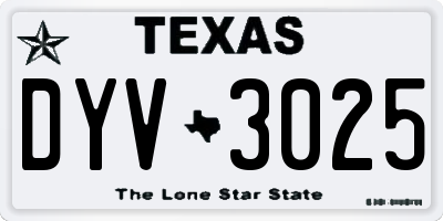 TX license plate DYV3025