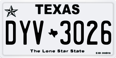 TX license plate DYV3026
