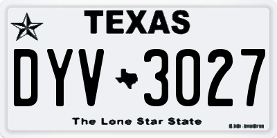TX license plate DYV3027